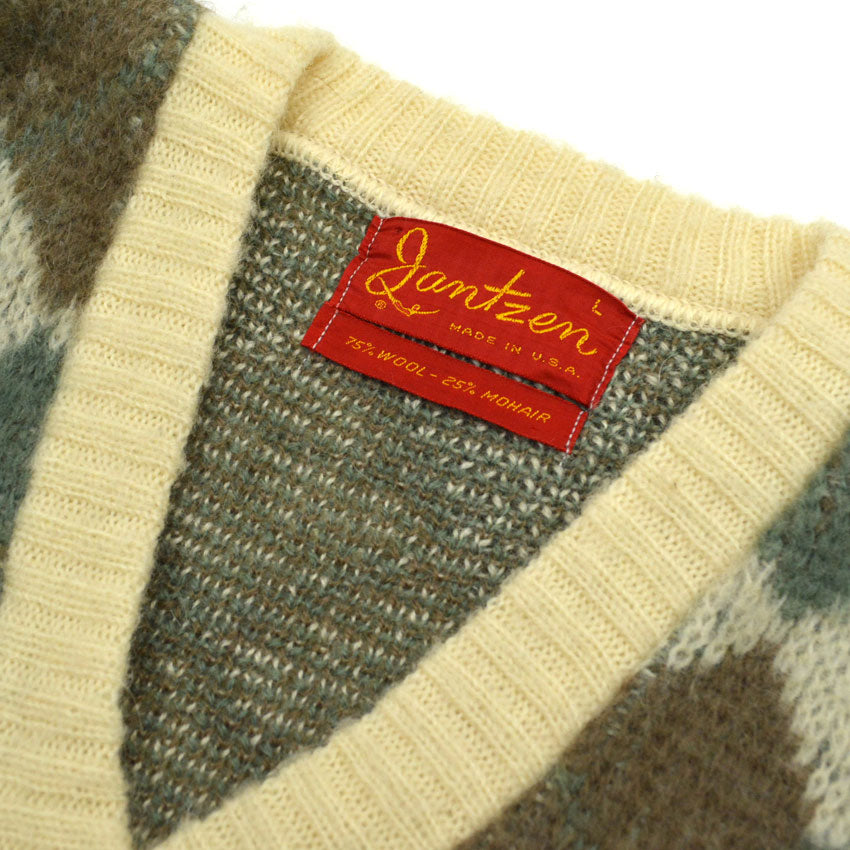 60's Jantzen Mohair Argyle V-Neck... L