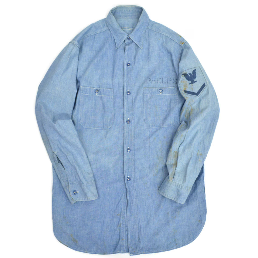 1940s US Navy WWII Chambray Shirt...