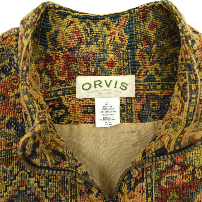 90's ORVIS Gobelin Tapestry Zip-Up Vest... L