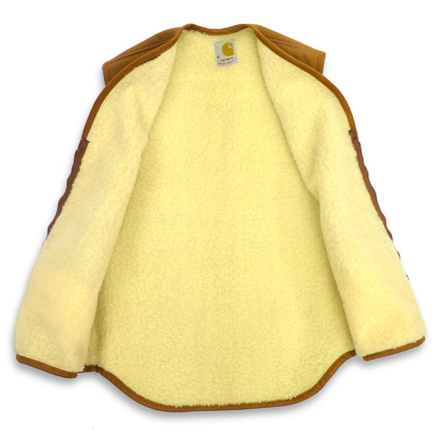 70's Deadstock Carhartt Brown Duck Vest with Boa... M