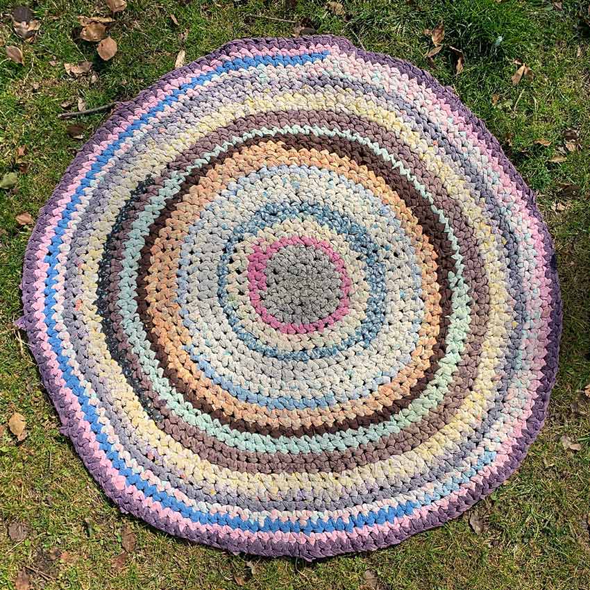 Old American Circle Braided Rug Handmade ... Large 118cm