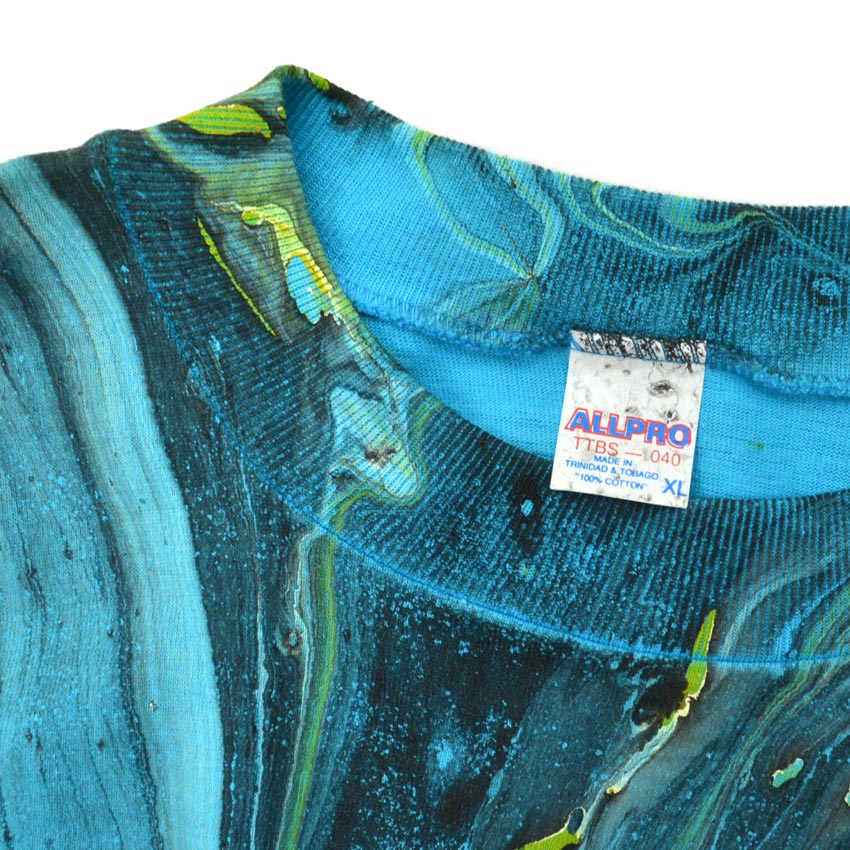 90's Deadstock TRINIDAD & TOBAGO Drip-Dyed T-Shirt... XL