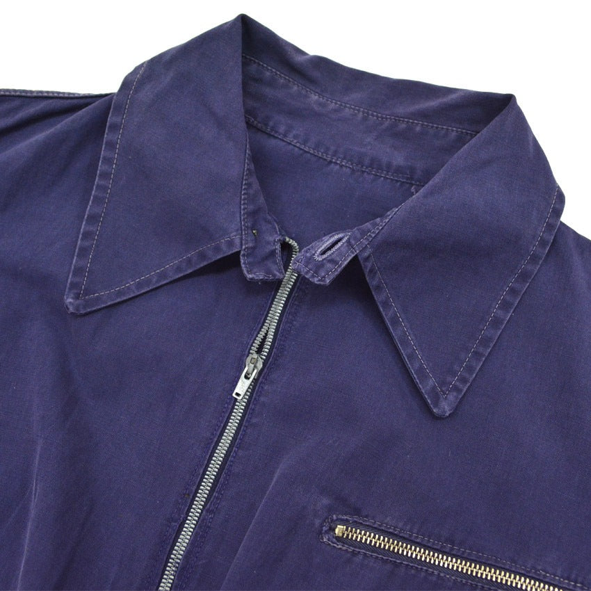 40's~ Cotton Half Zip Pull Over Shirts with Chinstrap...