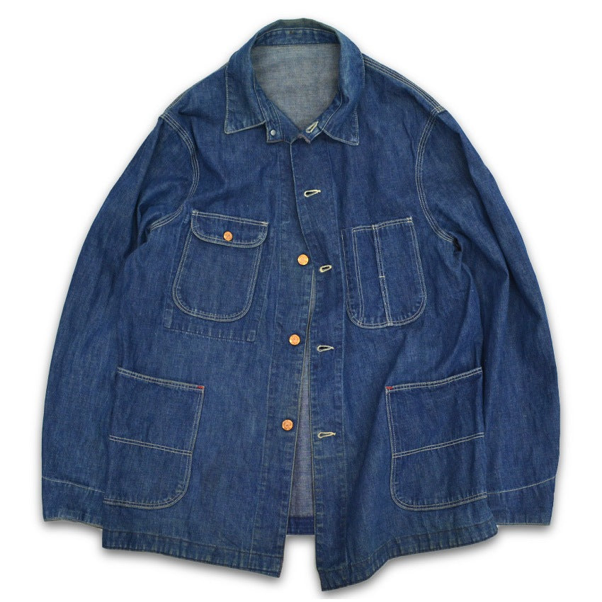 ~60's INDIGO 4POKETS DENIM COVERALL... 42