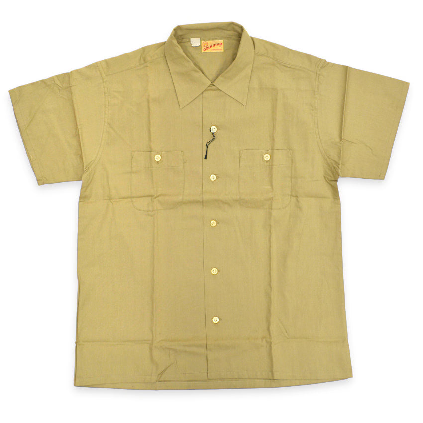 50's~ Deadstock GOLD STAR POPLIN S/S SHIRT...M