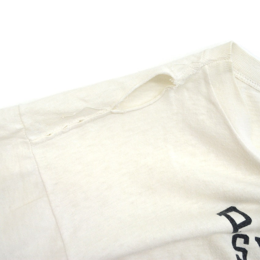 70's Champion Bar Tag Black x White Discharge Print T-Shirt with some distressing... L