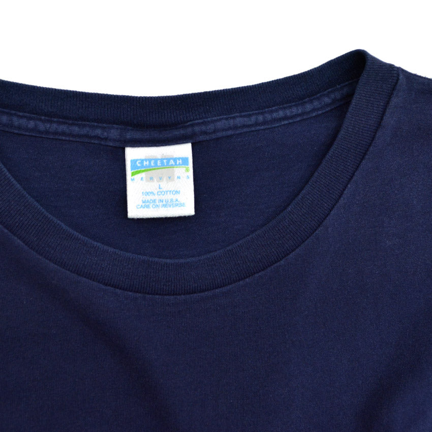 90's~ CHEETAH NAVY ONE POKET T-SHIRT... L