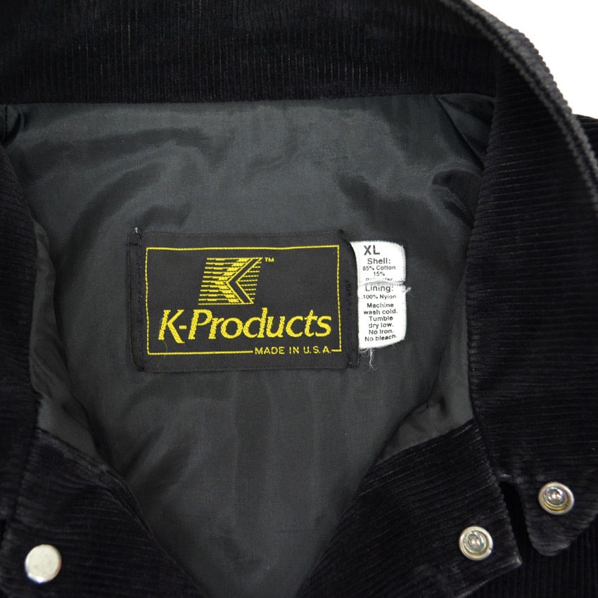90's K-Products BLACK PLAIN CORDUROY JACKET...XL