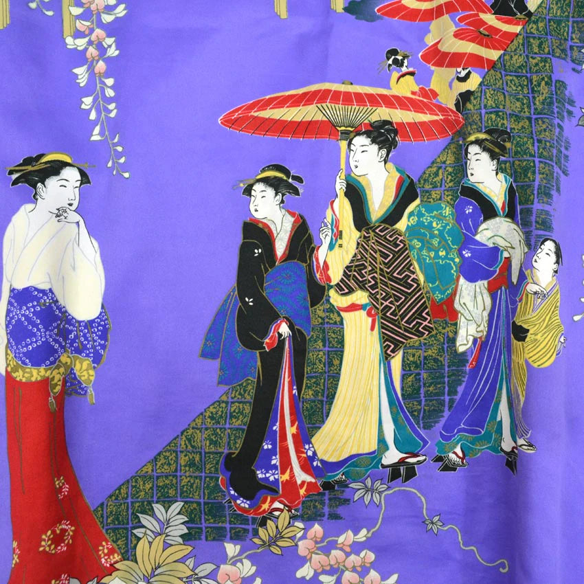 80s-era KIMONO Ukiyo-e Souvenir Robe, Made in Japan...