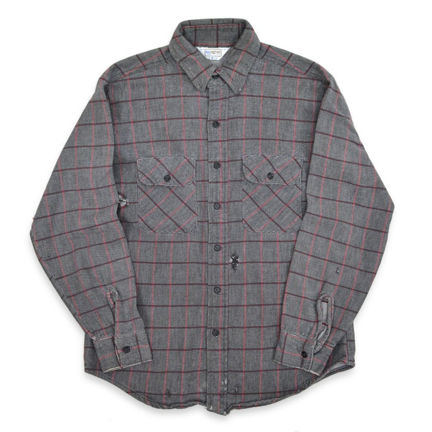 70's FIVE BROTHER CHECK FLANNEL SHIRT... M