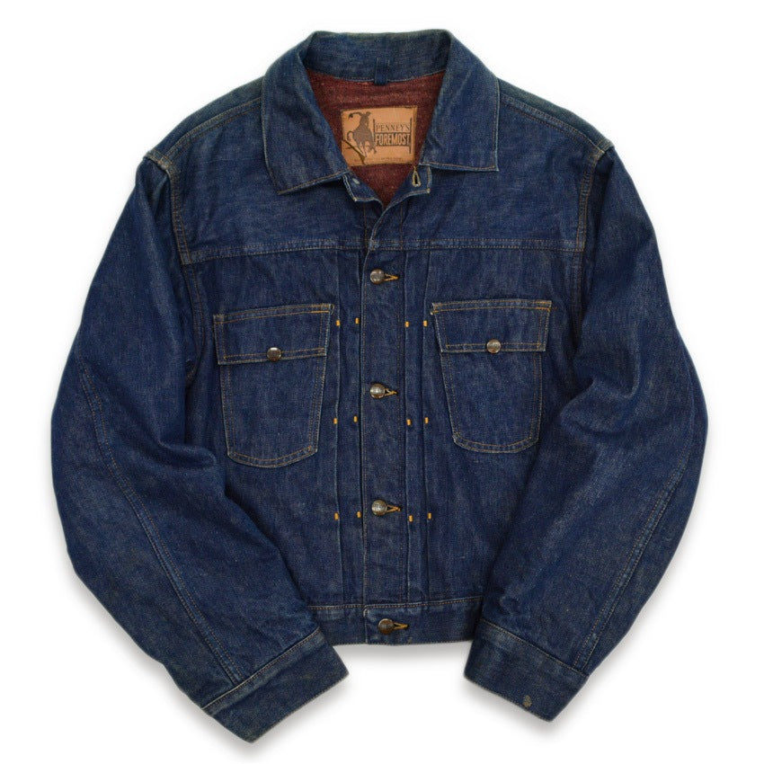 50's PENNEY'S FOREMOST 2nd Type Denim Jacket with Blanket ... about 42 Dark!!