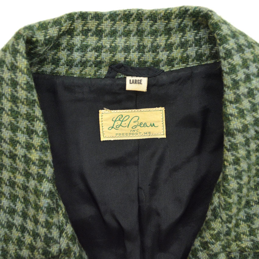 1950s- LL Bean Cursive Tag Houndstooth Unstructured Jacket... L