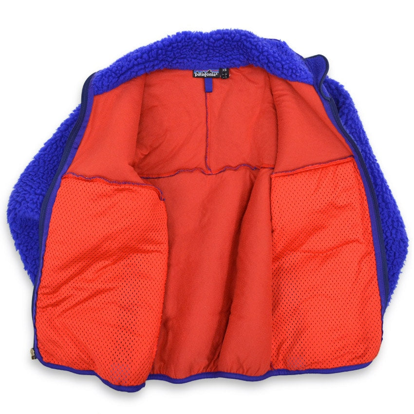 1990's PATAGONIA DEEP PILE CLASSIC RETRO CARDIGAN COBALT ... XS