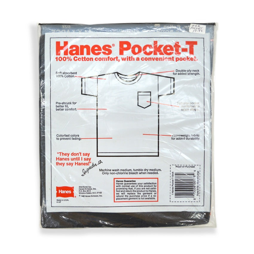1986' Deadstock Hanes Pocket-T Black... XL