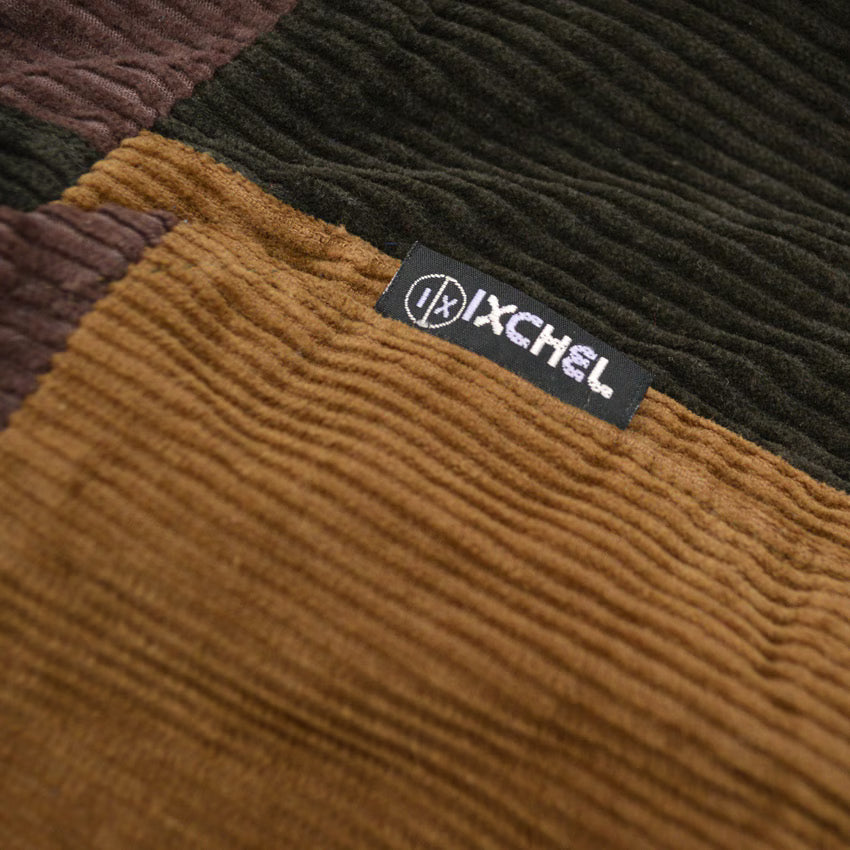 ~1990's IXCHEL CORDUROY PATCHWORK PULLOVER HOODIE... L