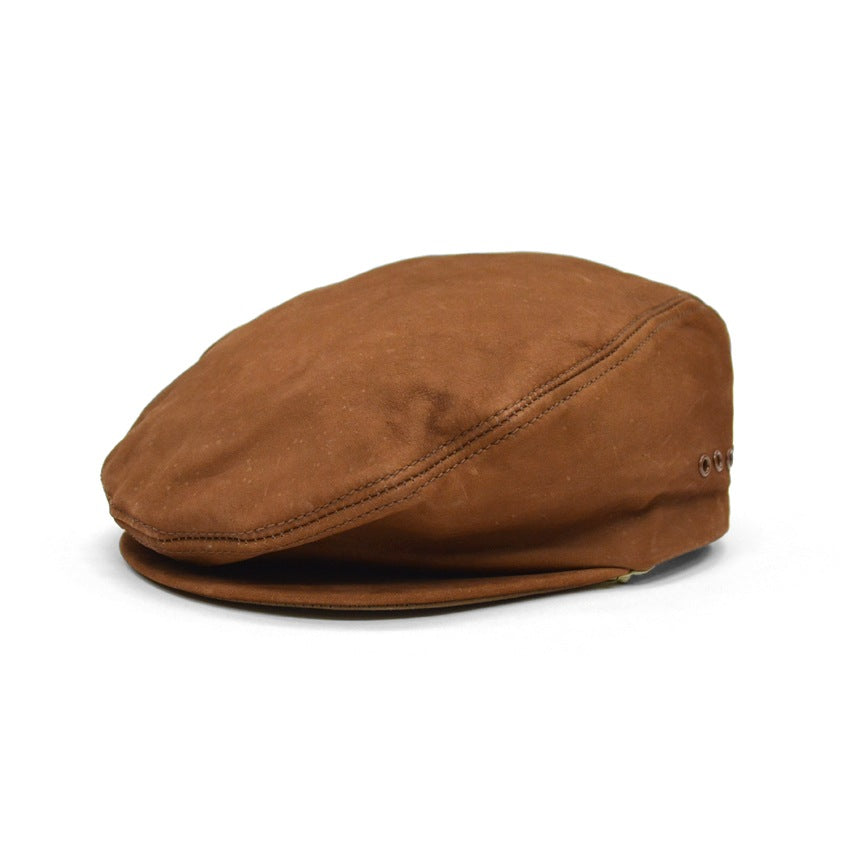 ~1990's LLBEAN BROWN LEATHER HUNTING CAP...XL