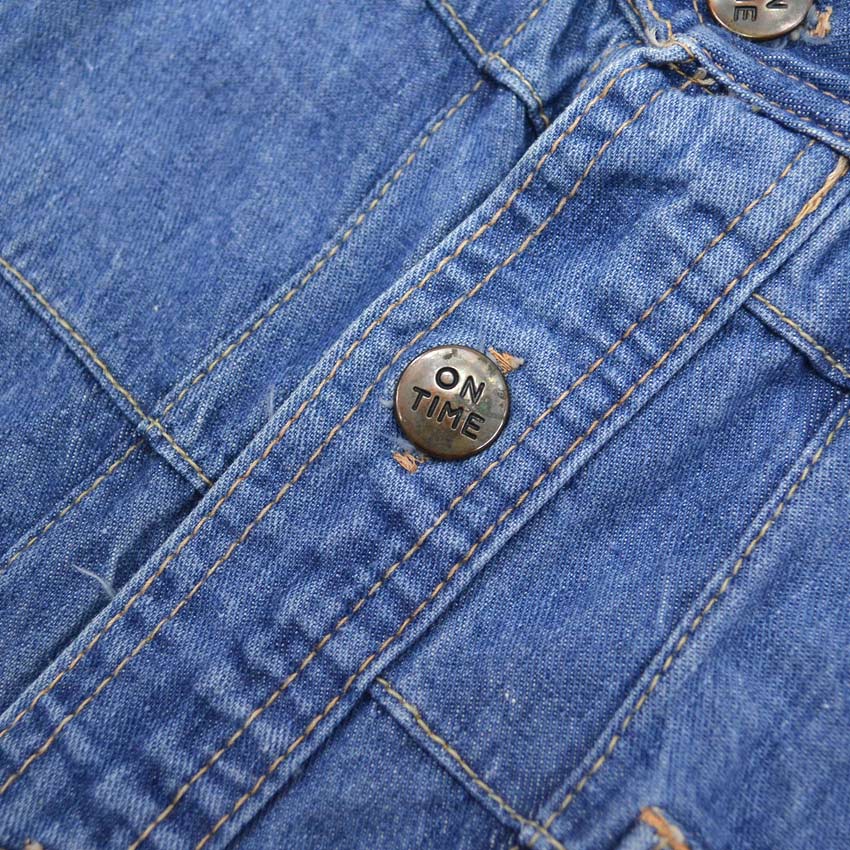 1970's ON TIME DENIM PATCHWORK PULL OVER SHIRT...L