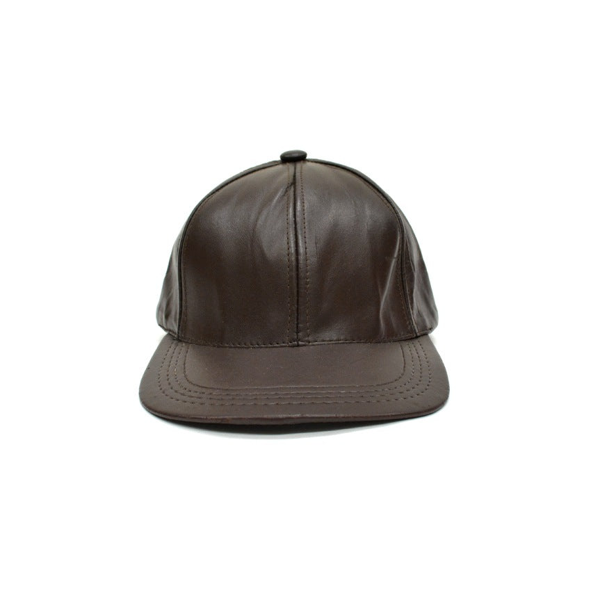 1980's DARK BROWN LEATHER CAP...