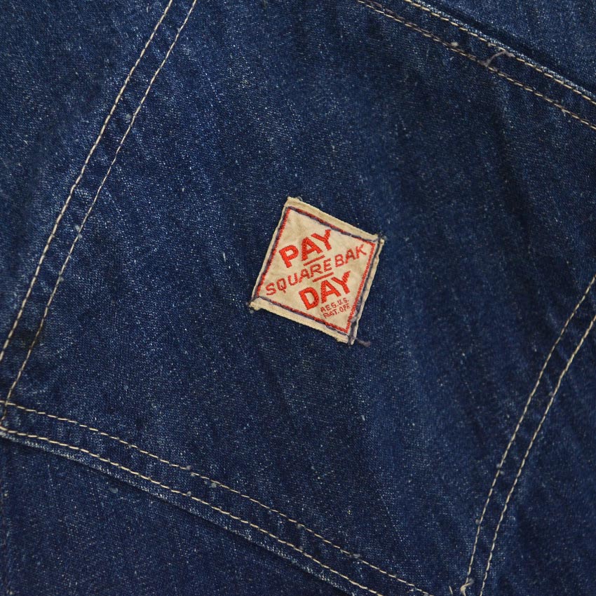 1940's~ PAYDAY JC PENNEY CO DENIM OVERALL DARK... W39
