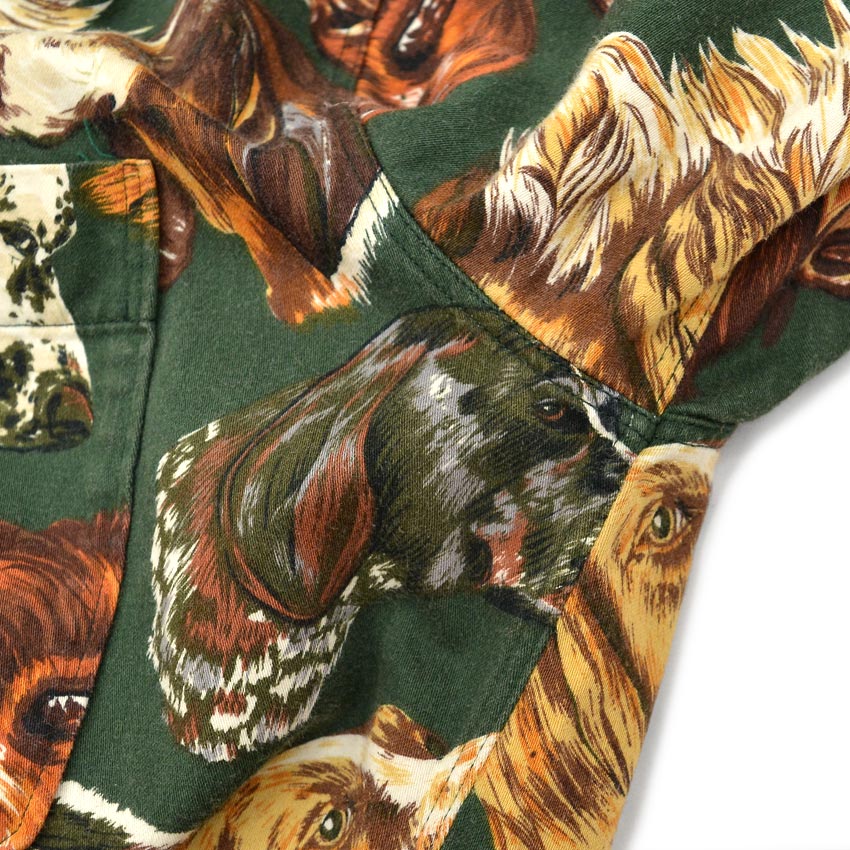 1980's BANANA REPUBLIC SAFARI & TRAVEL DOG ​​PRINT SHIRT...S