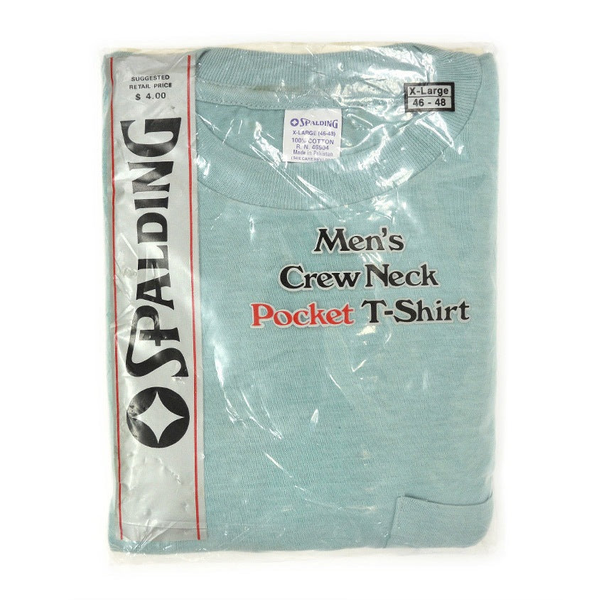 1980s DEADSTOCK SPALDING Pakistani Cotton Pocket Pack Tee ... XL