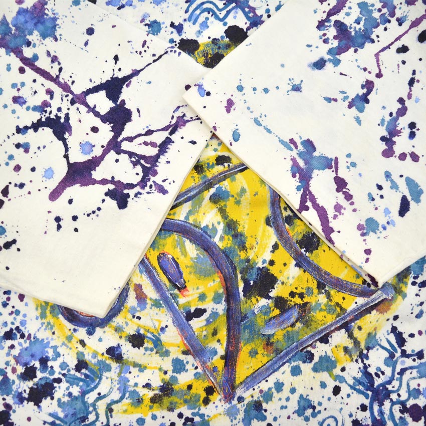 1990's BELTON Abstract Art Painting T-shirt... L