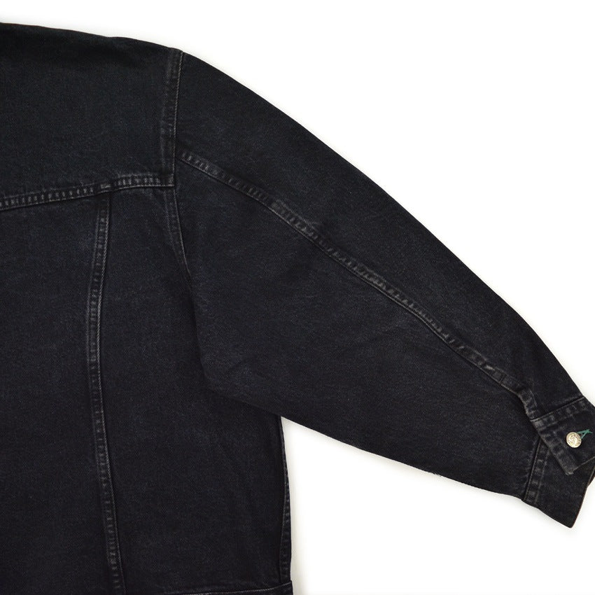 1980s Lee RIDER BLACK DENIM BIG SIZE with oversized patch... XL
