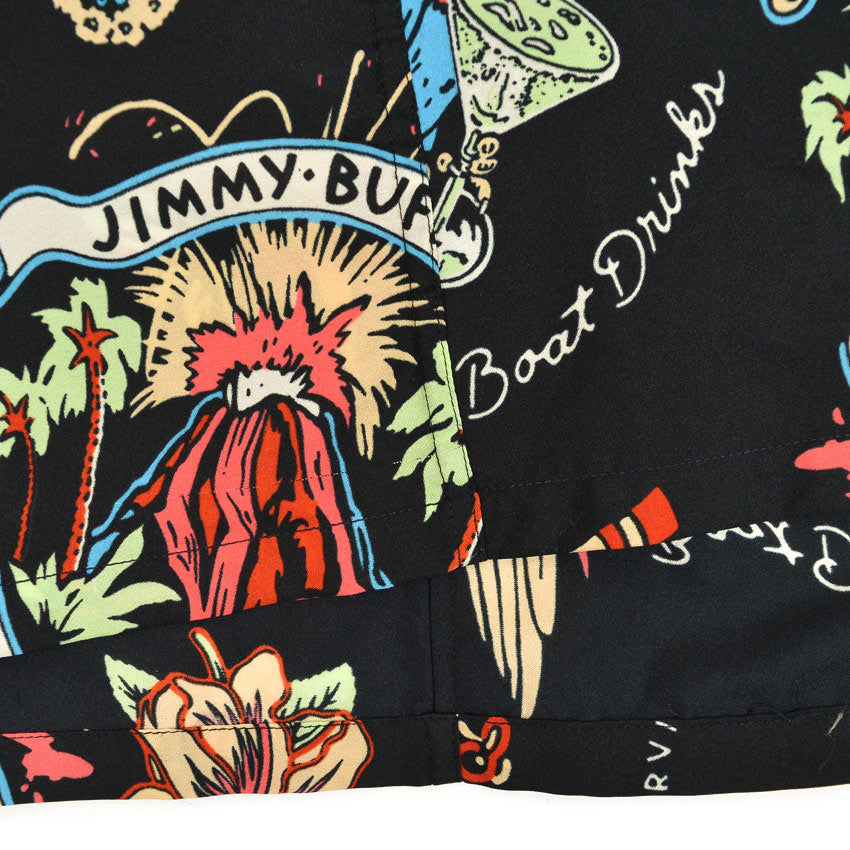1980's~ JIMMY BUFFETT VOLCANO BLACK ALOHA SHIRT...M