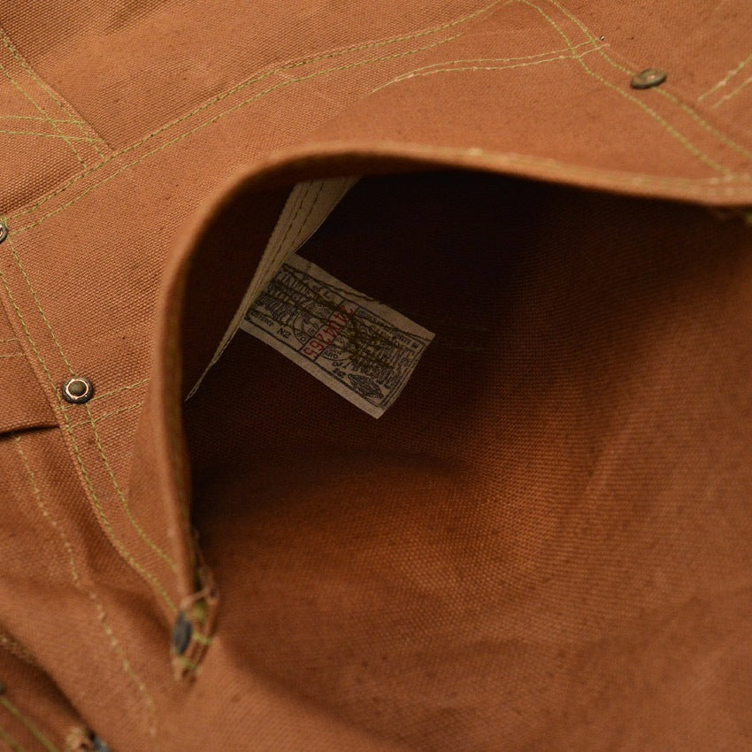 1950's DEADSTOCK CARHARTT BROWN DUCK DOUBLE KNEE OVERALL... W42 L32