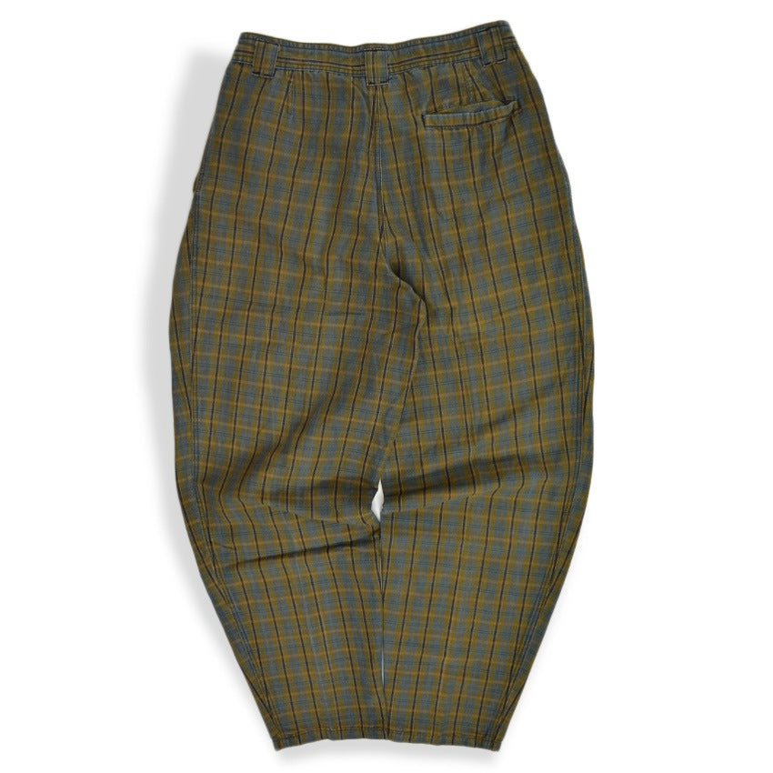1980s- GENERRA COLLECTION Linen x Cotton Plaid Slacks... W32 x L31