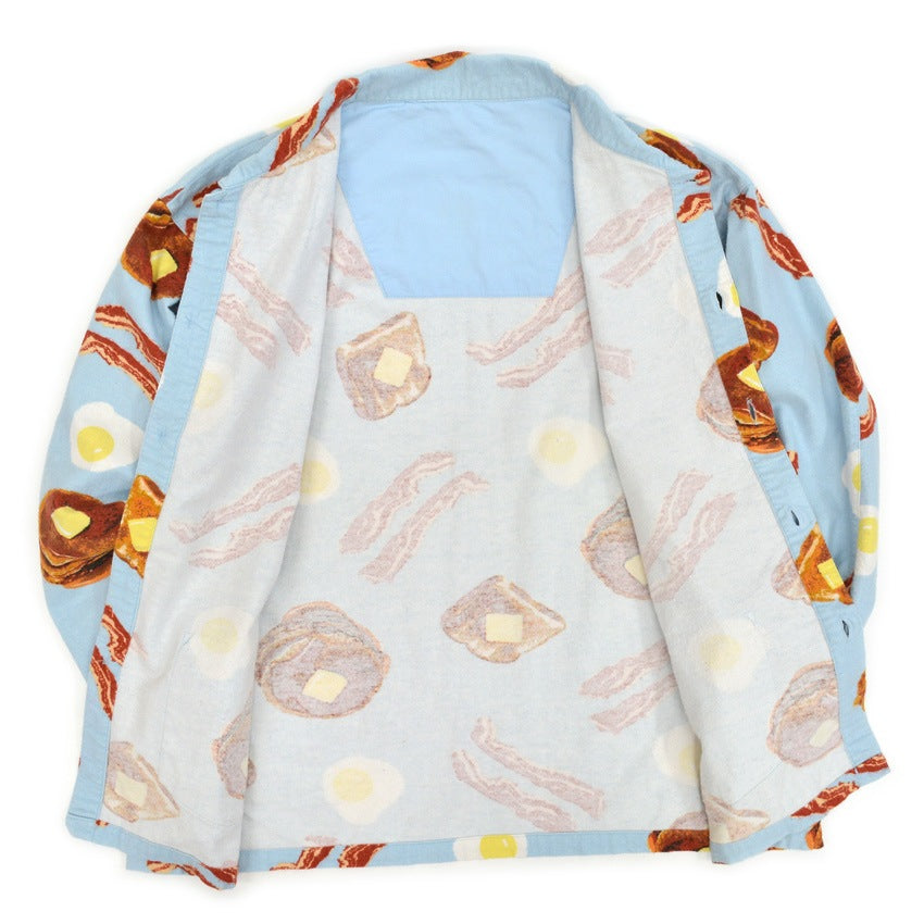 1990's~ BREAKFAST FLANNEL PAJAMA SHIRT...