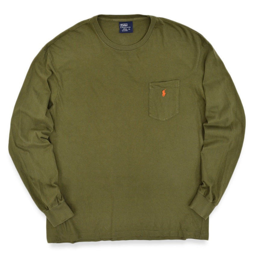 1990's〜 Polo by Ralph Lauren L/S T-SHIRT OLIVE GREEN ... M