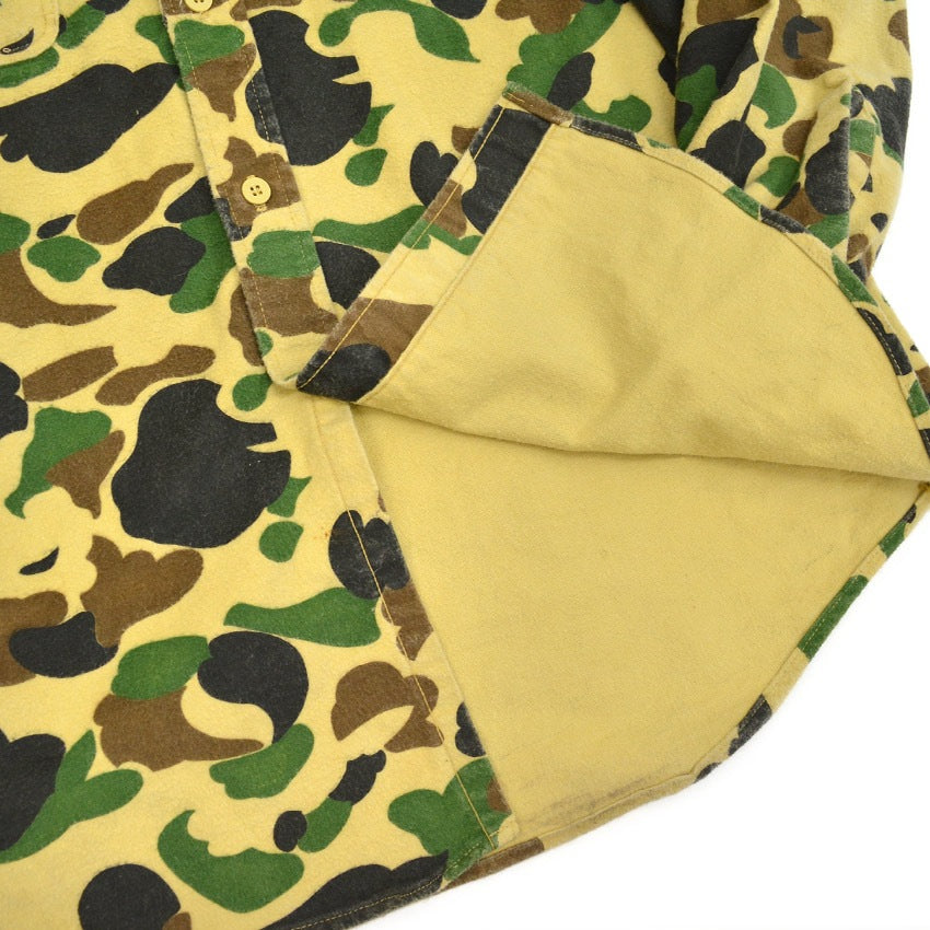 ~1990's PRENTISS DUCK HUNTER CAMO CHAMOIS CLOTH SHIRT... L