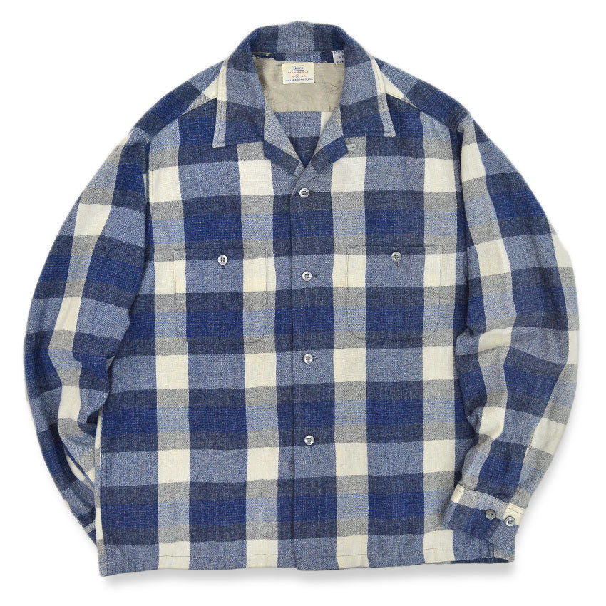 〜1960's SEARS BLUE PLAID SHIRT ... M