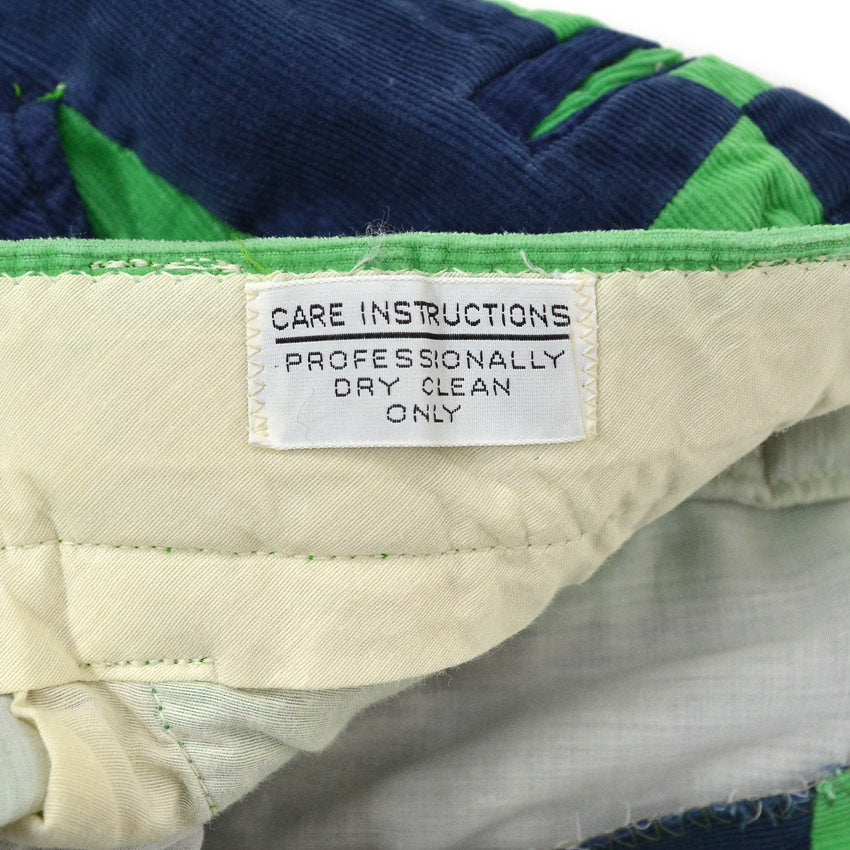 1970's GREEN NAVY PATCHWORK CORDUROY PANTS... W33 L30