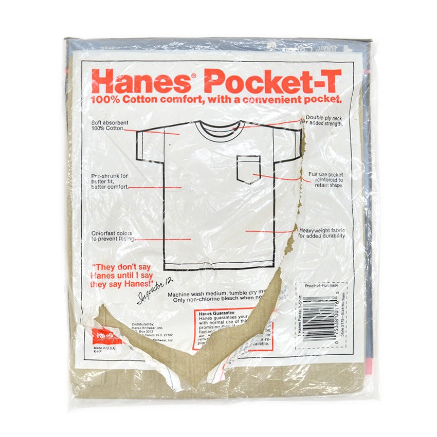 1986' DEADSTOCK HANES POCKET T-SHIRT ベージュ ... M