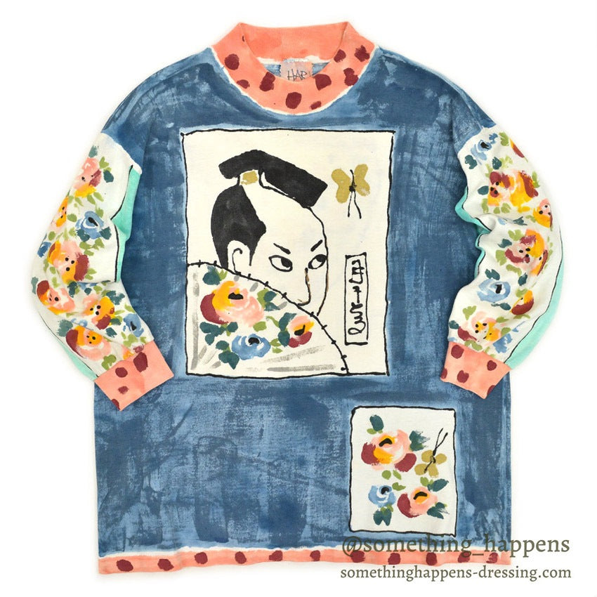 1990's COTTON DELUXE HARI '95 HAND PAINT ART M/S T-SHIRT ... L