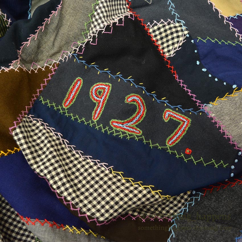 1920's OLD CRAZY PATCHWORK QUILT TOP ... 218cm×185cm