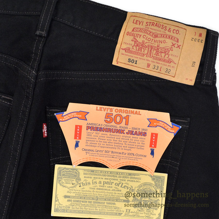 DEADSTOCK Levi's 501 BLACK DENIM PANTS Made in USA... W33 L32