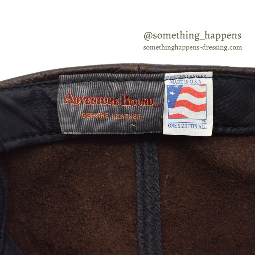 1980's ADVENTURE BOUND DARK BROWN LEATHER CAP...