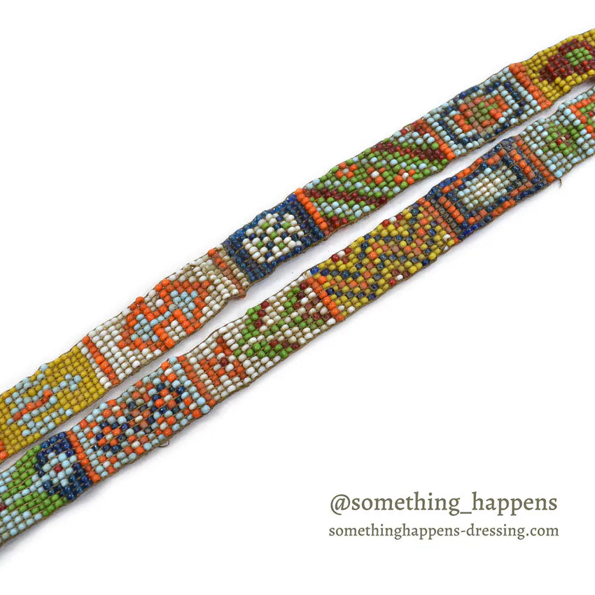 c.1930's OLD NATIVE AMERICAN COLOR BEADED NECKLACE SWASTIKA...