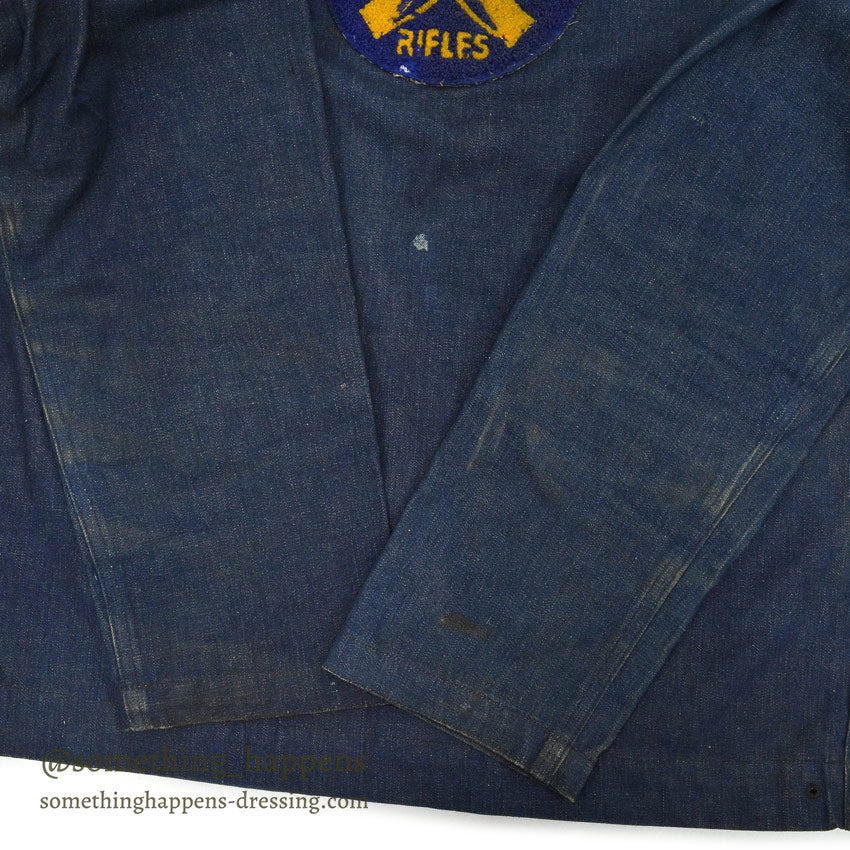 1940's U.S.NAVY WW2 SHAWL COLLAR DENIM JACKET SHOOTING CUSTOMIZED ... 42
