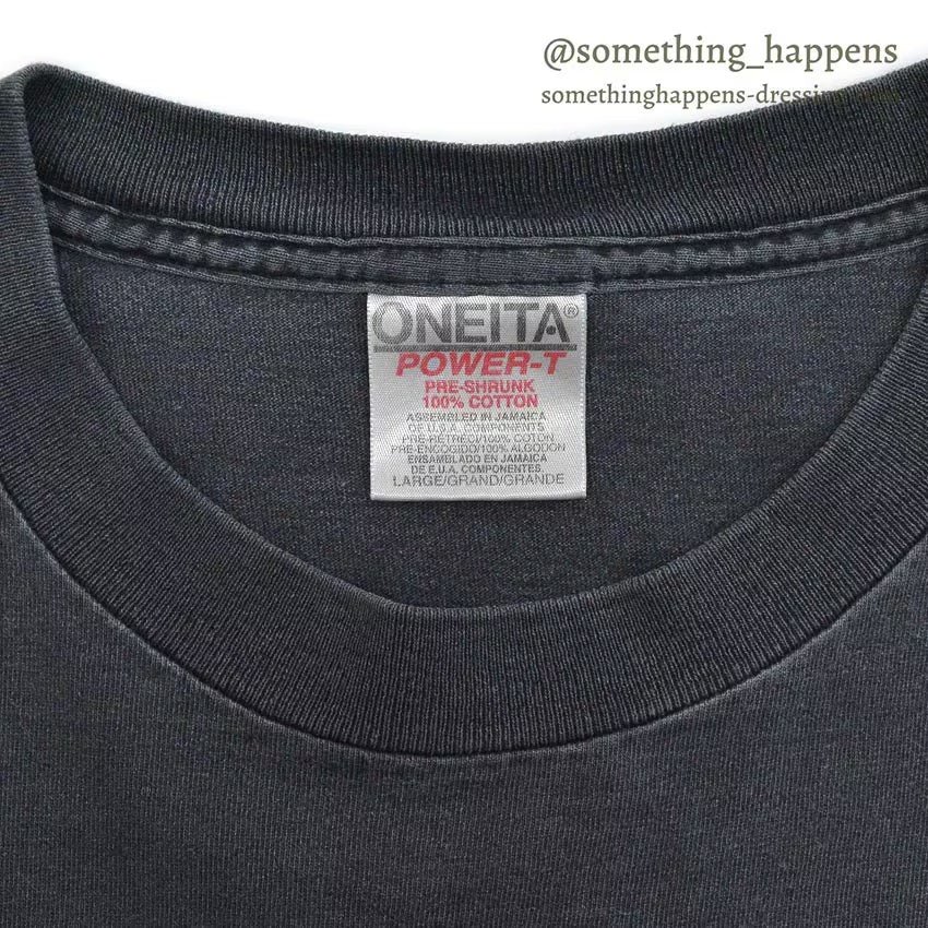 1990's ONEITA FINE FRIENDS ART T-SHIRT FADED BLACK ... L