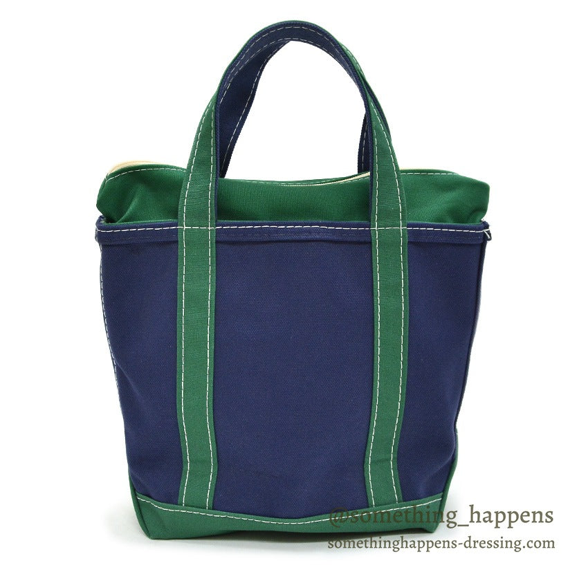 DEADSTOCK LLBEAN BOAT AND TOTE ZIP-TOP NAVY & GREEN... SMALL
