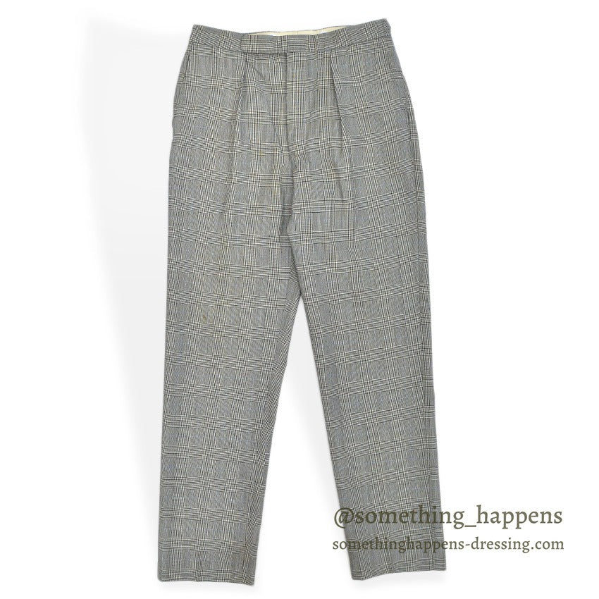 1960's~ EURO GLEN CHECK TROPICAL WOOL SLACKS... W32 L32
