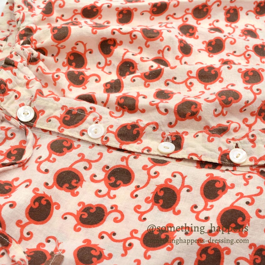 1950's DECORATIVE PATTERN PRINT COTTON PAJAMAS SHIRT & PANTS...