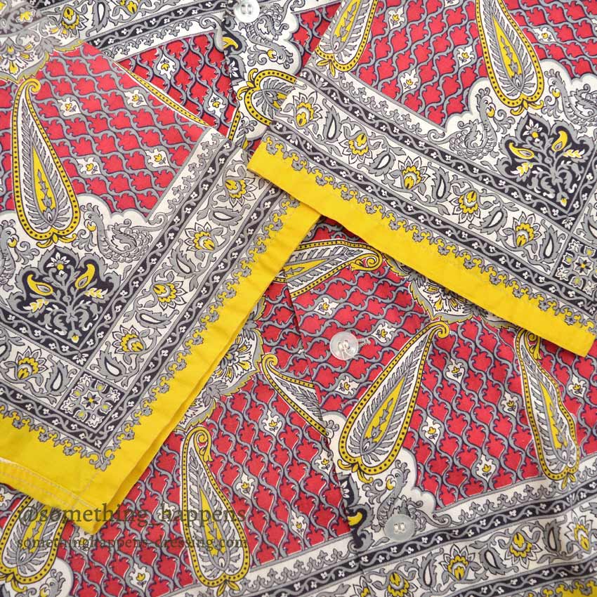 〜1960's LAGUNA ORIENTAL PATTERN S/S BOX SHIRT ... M