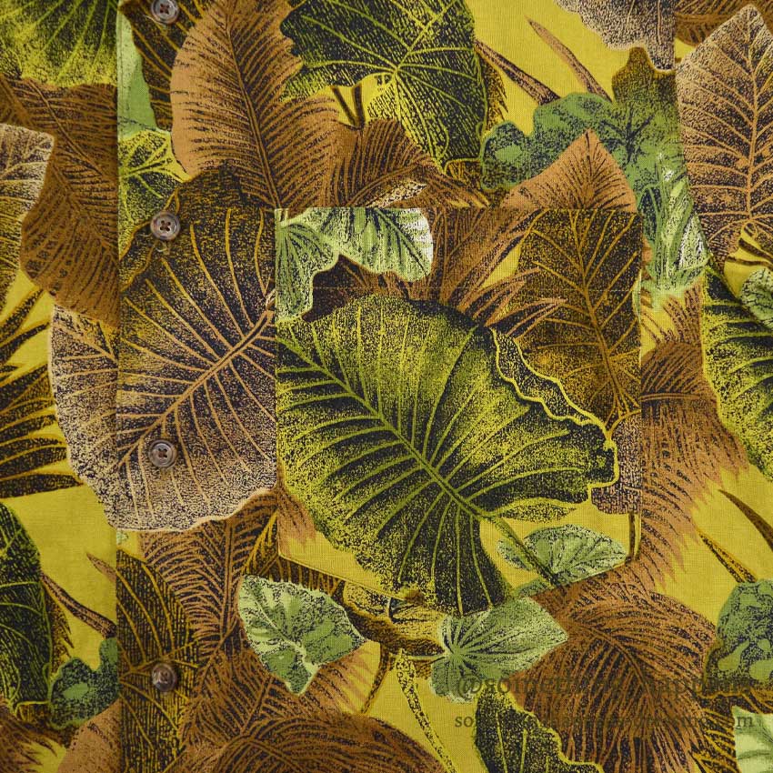 1980's BANANA REPUBLIC SAFARI & TRAVEL LEAF PRINT S/S SHIRT ... S