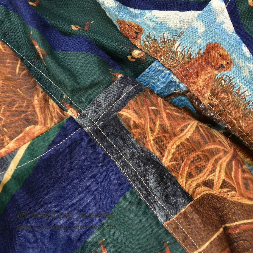 1990's BOSTON PREPATORY CO. DOG PRINT B/D SHIRT ... M