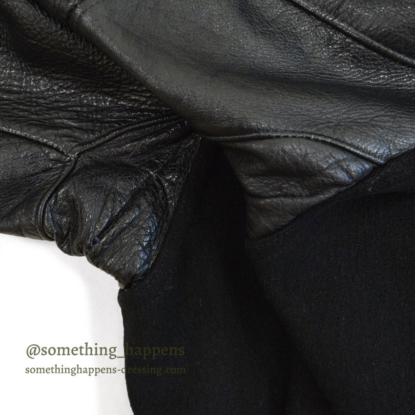 1950's BLACK WOOL & LEATHER LETTERMAN JACKET...